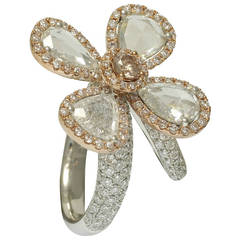 Unique Pink and White Diamond Floral Ring