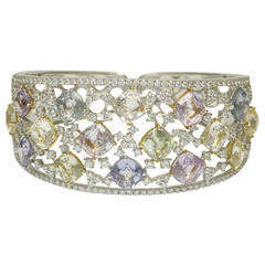 Multi-Colored Sapphire Diamond Bracelet