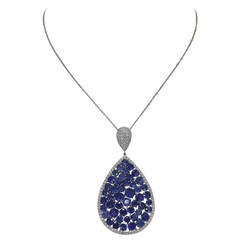 Fabulous Pear Shaped Sapphire Diamond Necklace