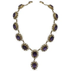 Amethyst Yellow Gold Filigree Necklace