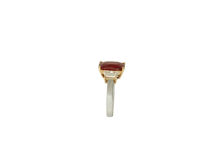 5.08 Carat Natural Ruby Diamond Ring For Sale 2