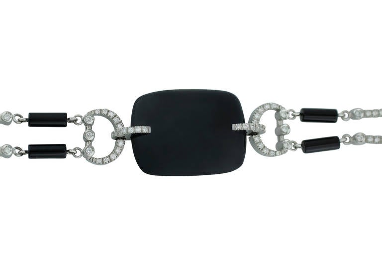 Black Onyx Diamond White Gold Bracelet