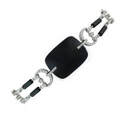 Black Onyx Diamond White Gold Bracelet