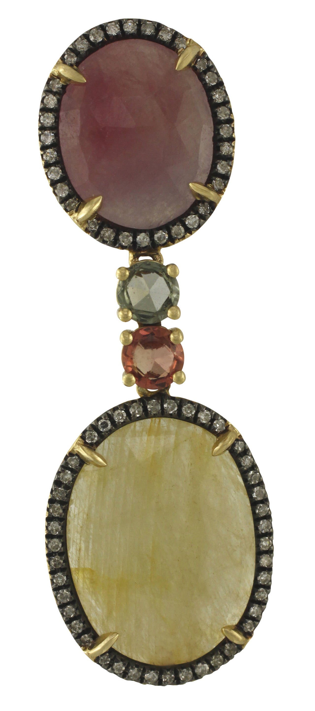 Sliced Sapphire Earrings With Diamonds