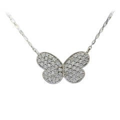 Diamond Pave White Gold Butterfly Necklace