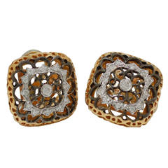 Unique Square Diamond Earrings Rose Gold