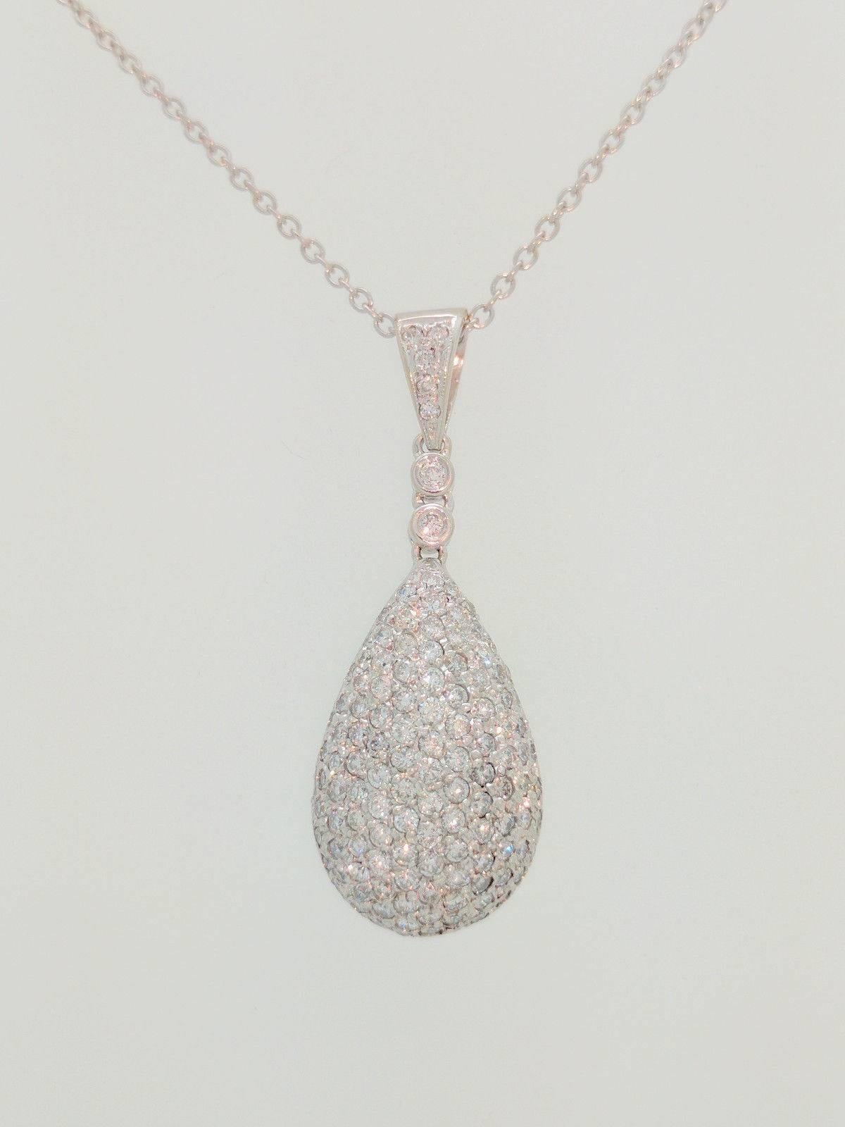 Women's Pave Diamond Tear Drop Pendant Necklace