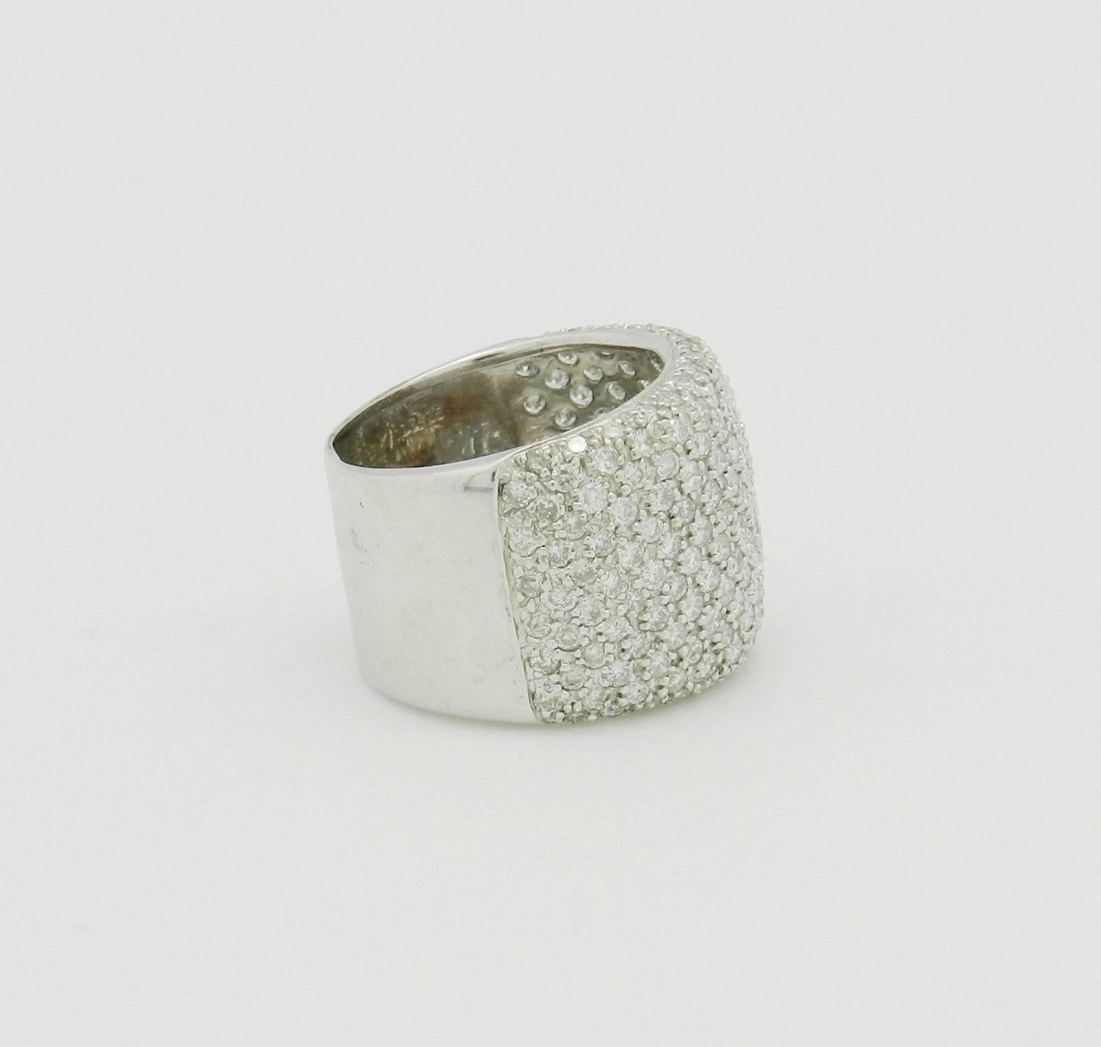 Contemporary Pave Diamond Wide Band Cluster Ring