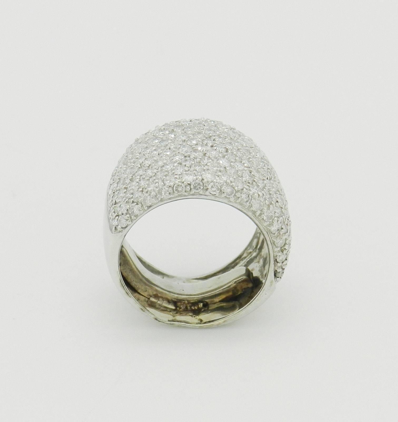 Pave Diamond Wide Band Cluster Ring In Excellent Condition In Gainesville, FL