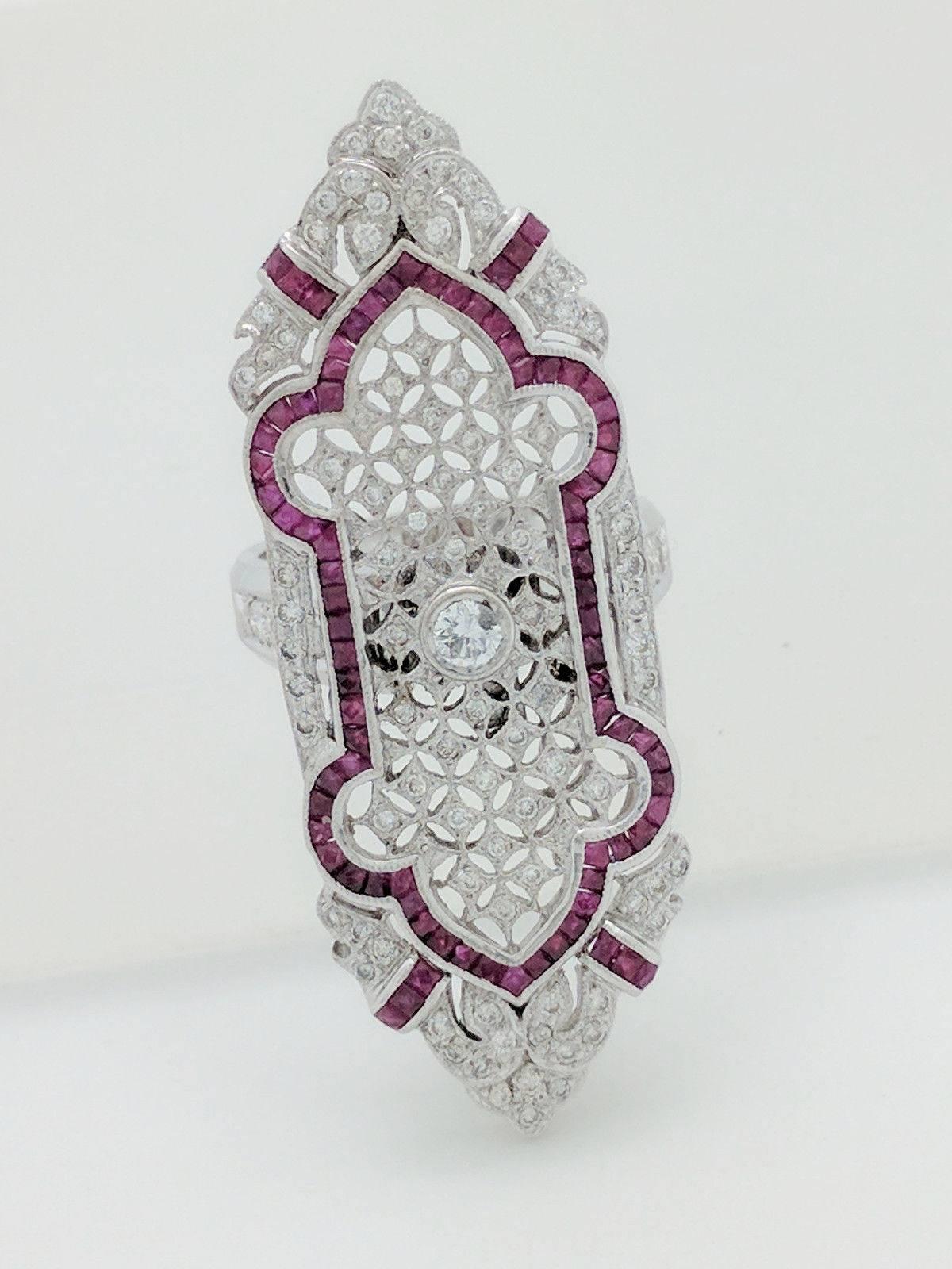 Women's Ruby Diamond Filigree Ring