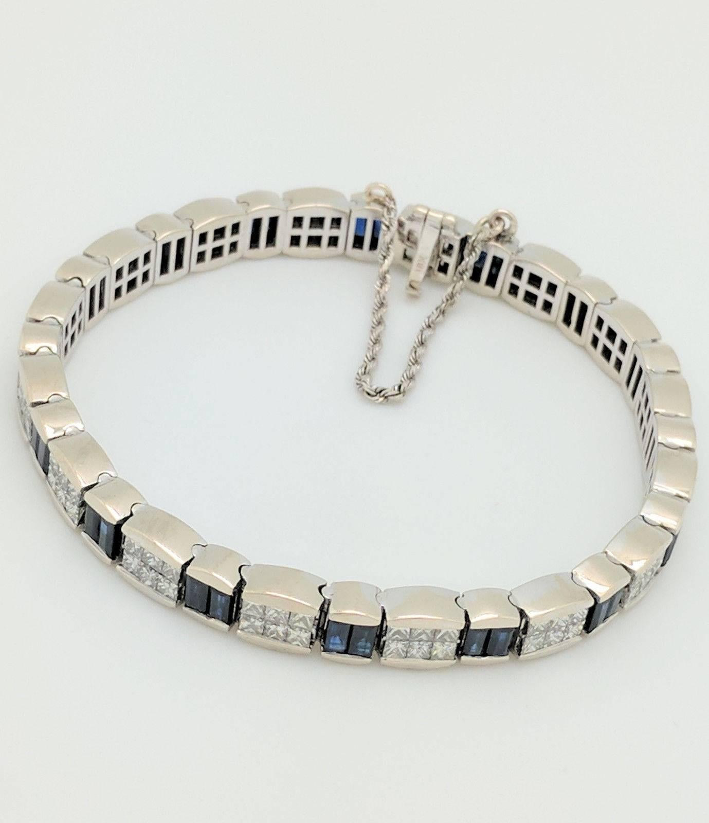 Contemporary Diamond Sapphire Tennis Bracelet