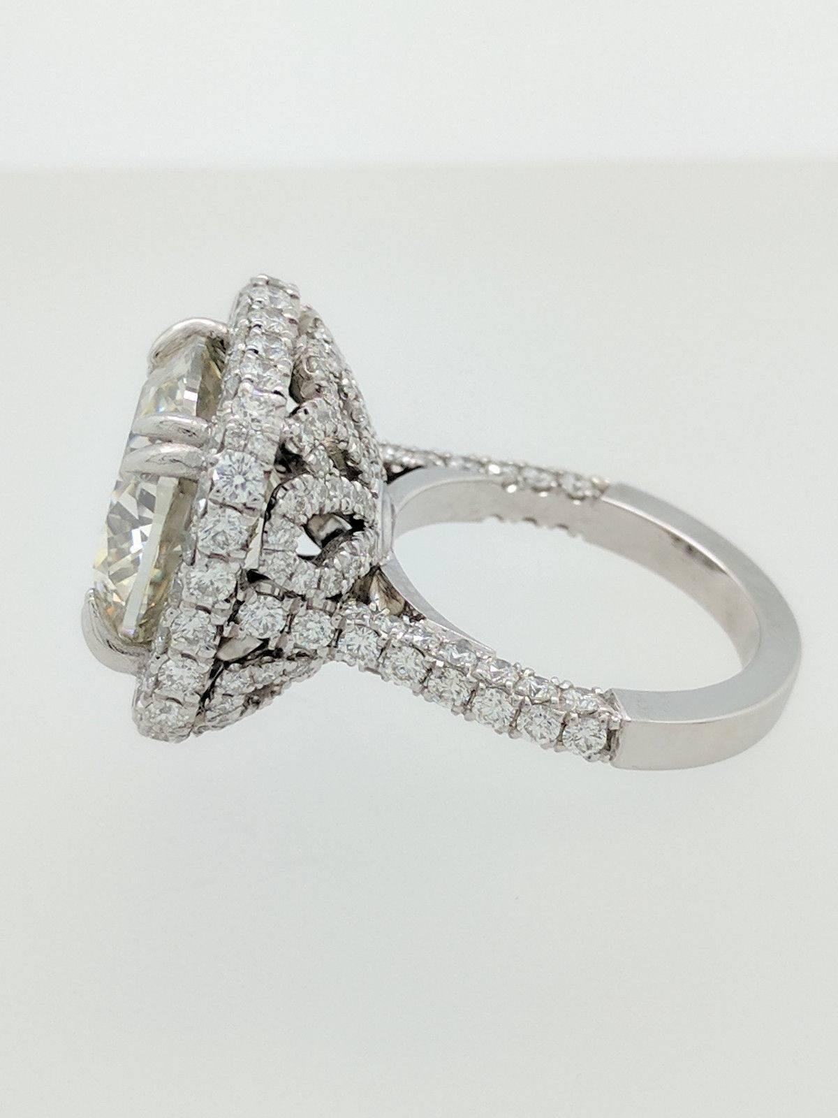 GIA 10.02ct Natural Round Diamond Engagement Ring Platinum Setting 3.60cts In Excellent Condition For Sale In Gainesville, FL