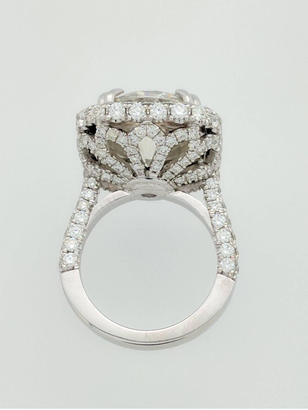 Women's GIA 10.02ct Natural Round Diamond Engagement Ring Platinum Setting 3.60cts For Sale