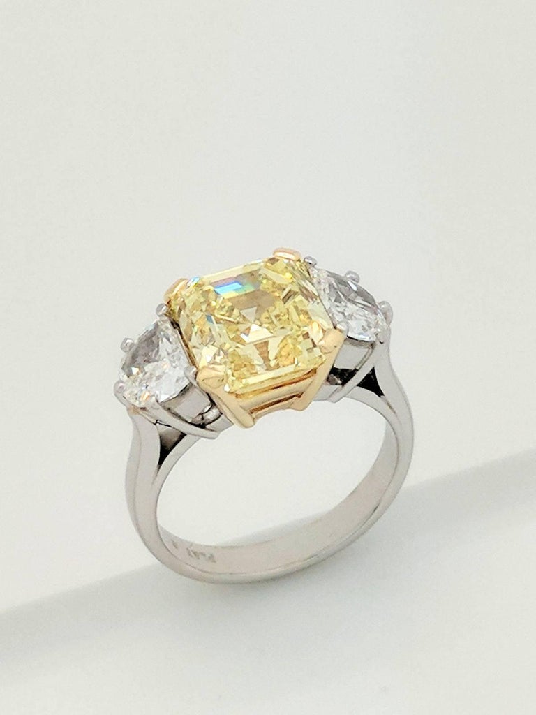 GIA 5 01ct Natural Fancy Yellow Emerald Cut Diamond 