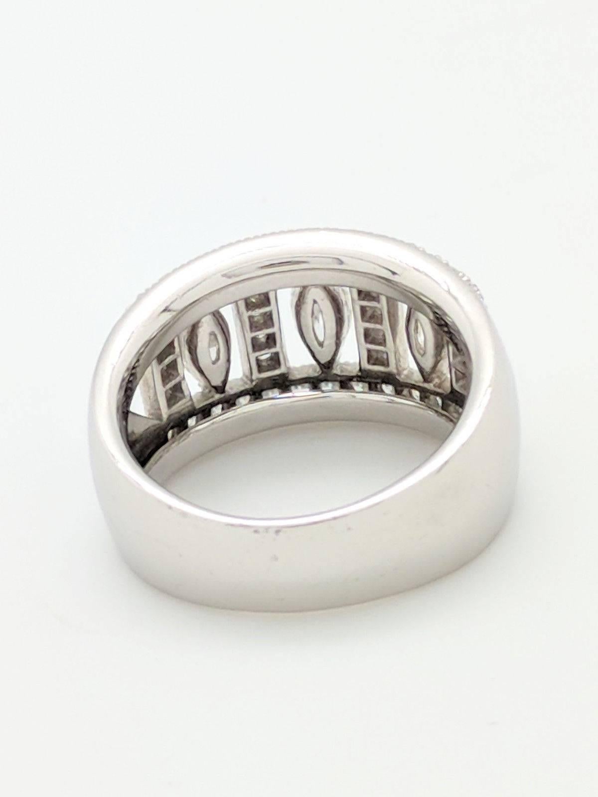 Ladies Platinum Marquise Diamond Right Hand Ring .96ctw 2