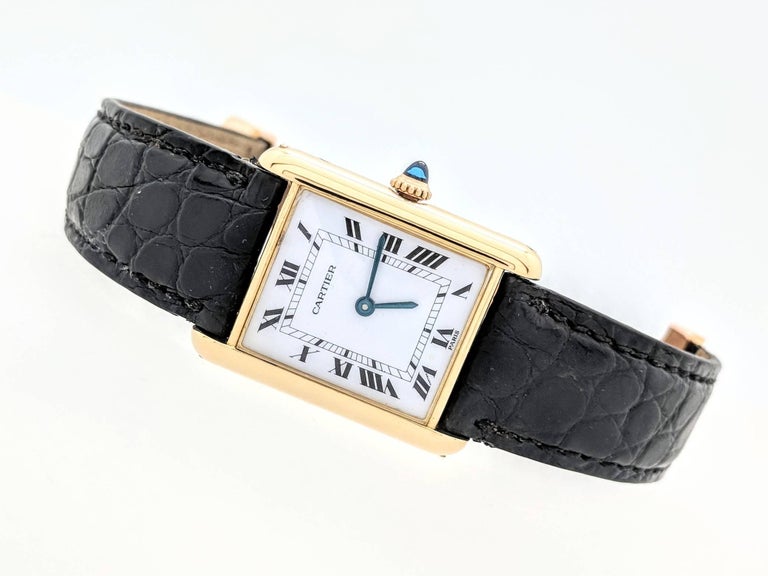 Cartier Yellow Gold Tank Louis Vintage manual Wristwatch, 1970s at 1stdibs