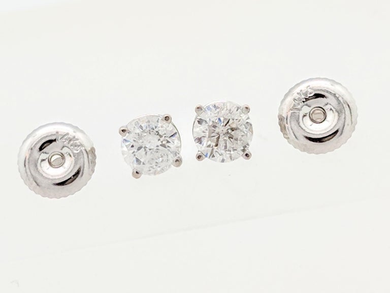 14 Karat White Gold Diamond Stud Earrings 75 Carat I1 I At 1stdibs Contemporary 14 Karat White Gold Diamond Stud Earrings 75 Carat I1 I For