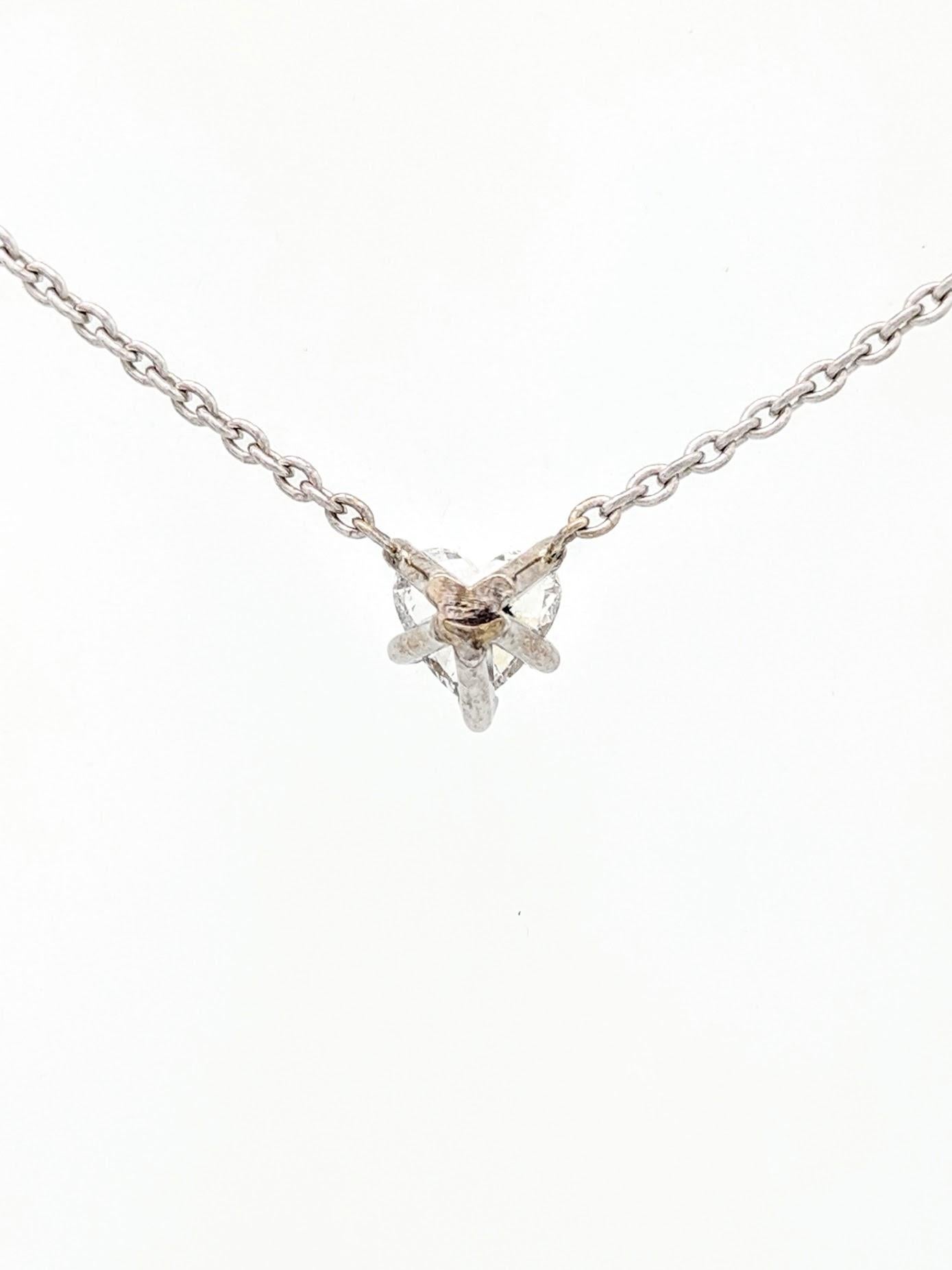 .63 Carat Heart Shaped Diamond Pendant Necklace SI1/H For Sale 2