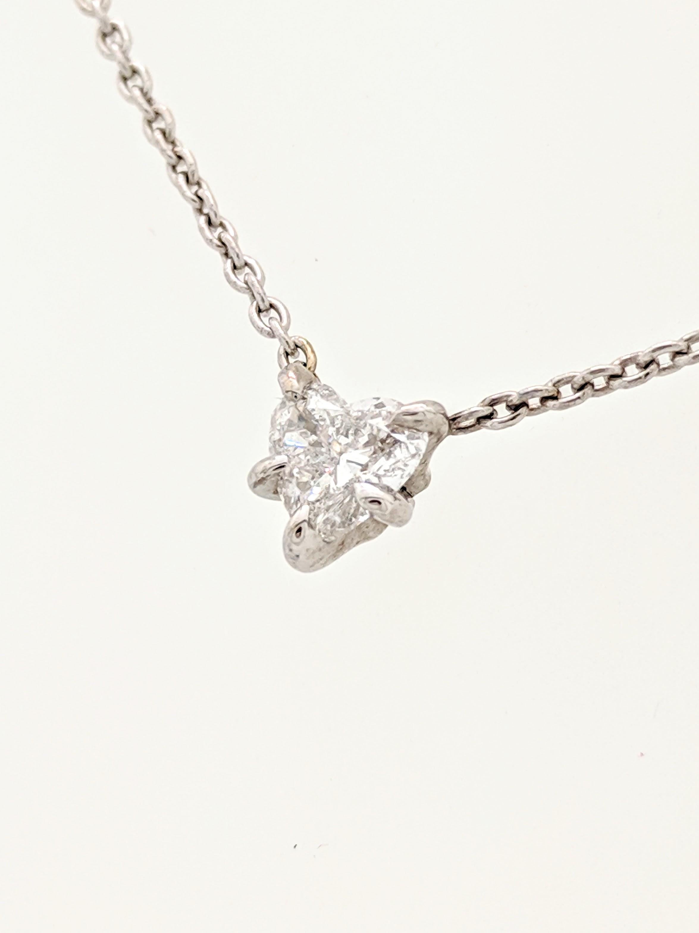 .63 Carat Heart Shaped Diamond Pendant Necklace SI1/H For Sale 1