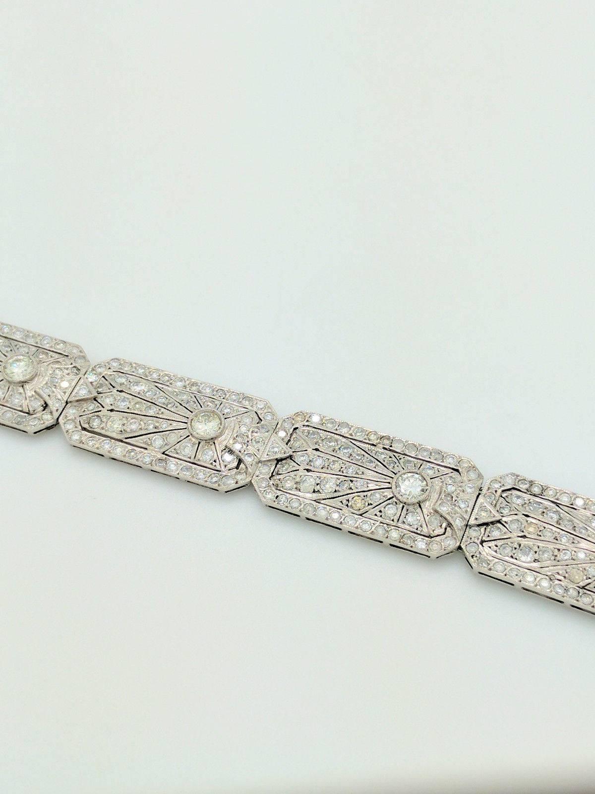 Women's Art Deco 8.68 Carat Diamonds Platinum Bracelet