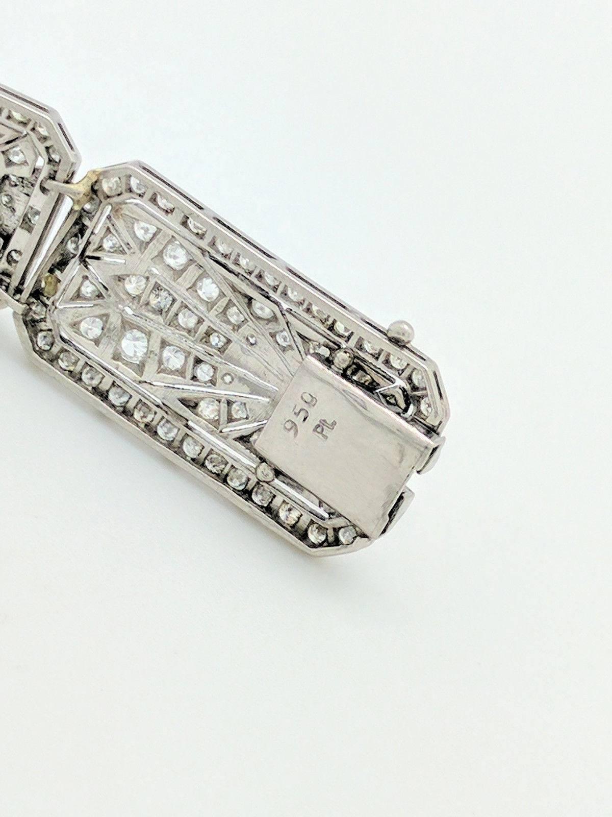 Art Deco 8.68 Carat Diamonds Platinum Bracelet 3