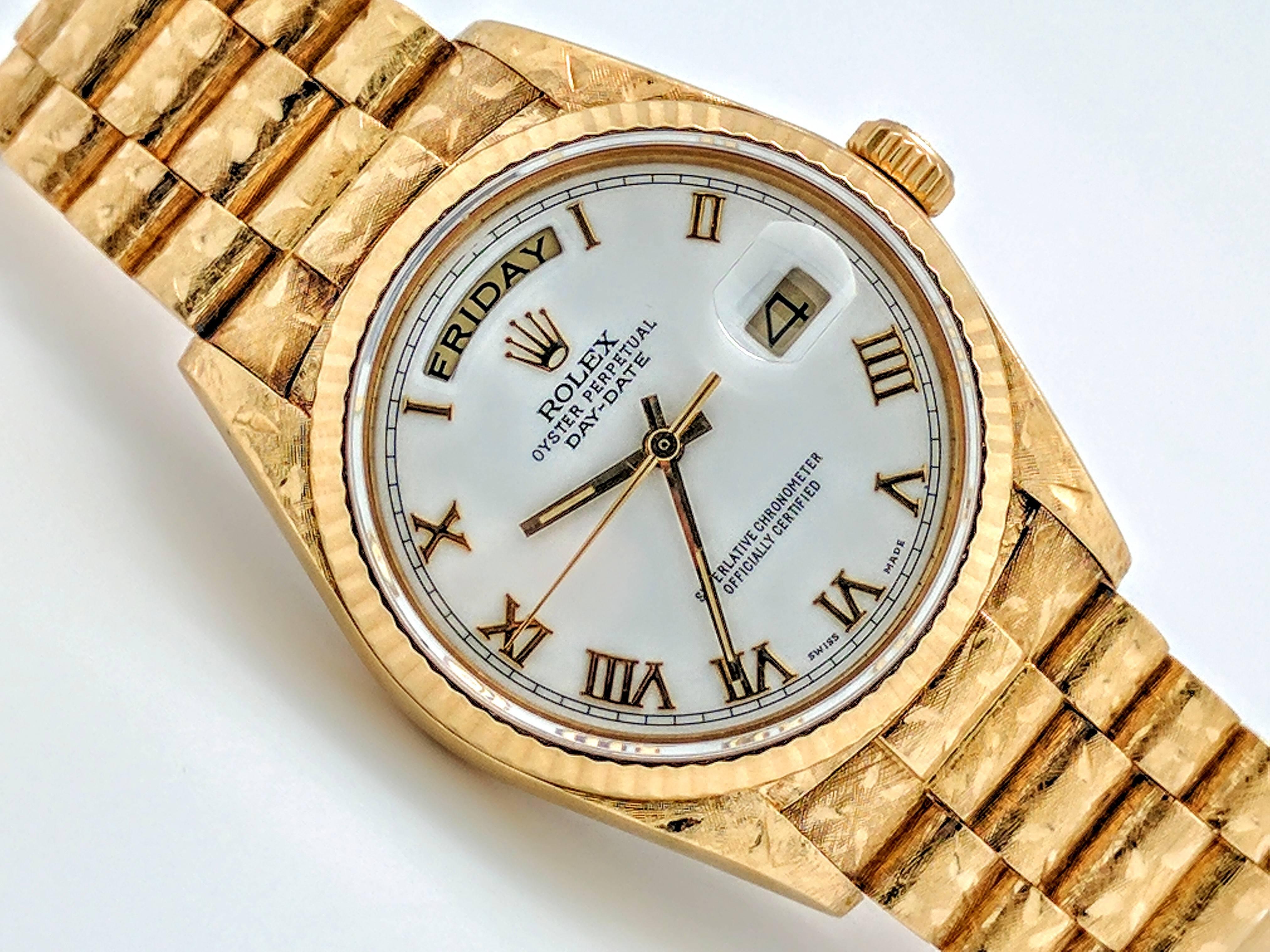 Rolex Yellow Gold Presidential Florentine automatic Wristwatch Ref 18038 In Excellent Condition In Gainesville, FL