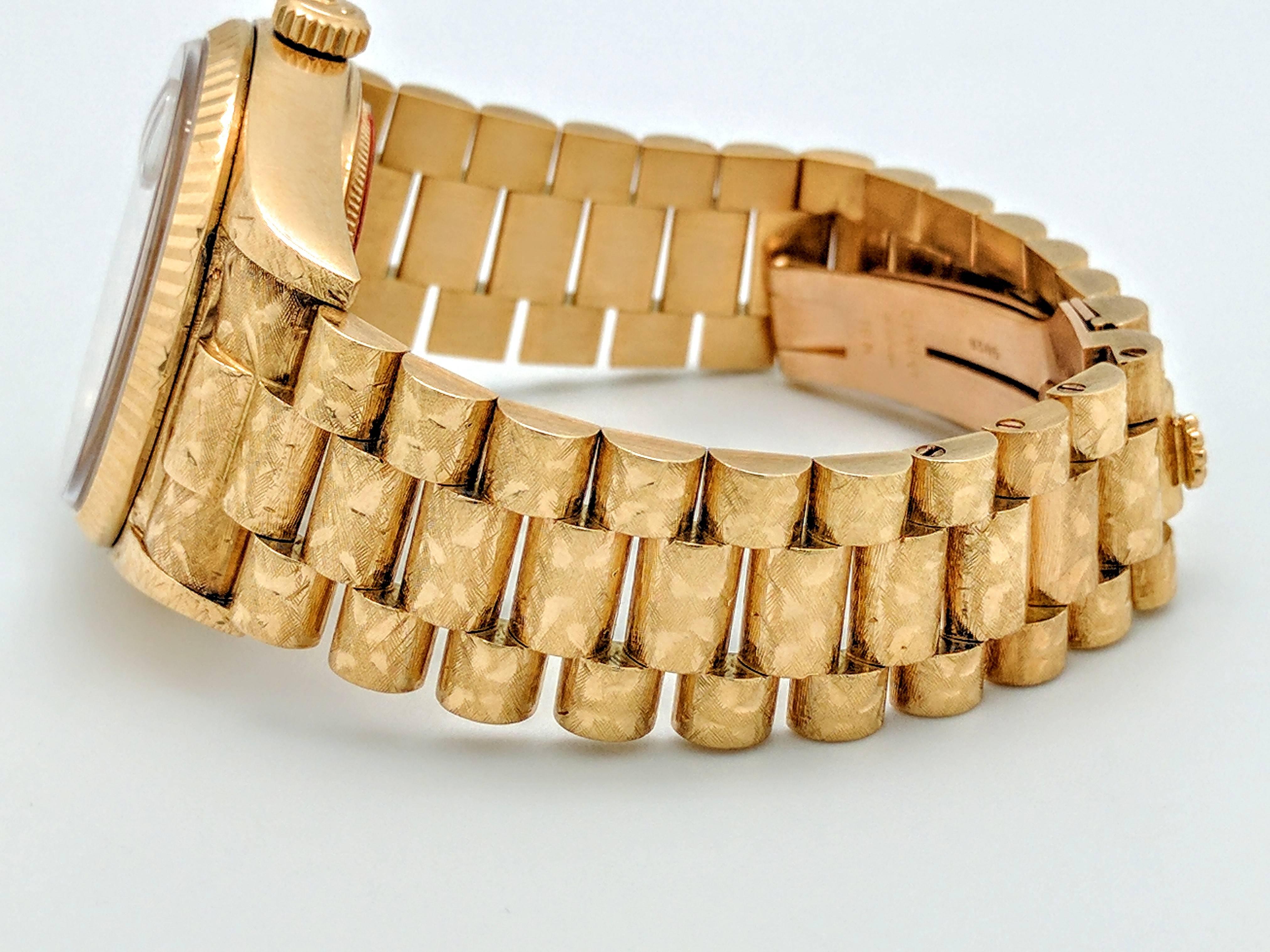 Women's or Men's Rolex Yellow Gold Presidential Florentine automatic Wristwatch Ref 18038