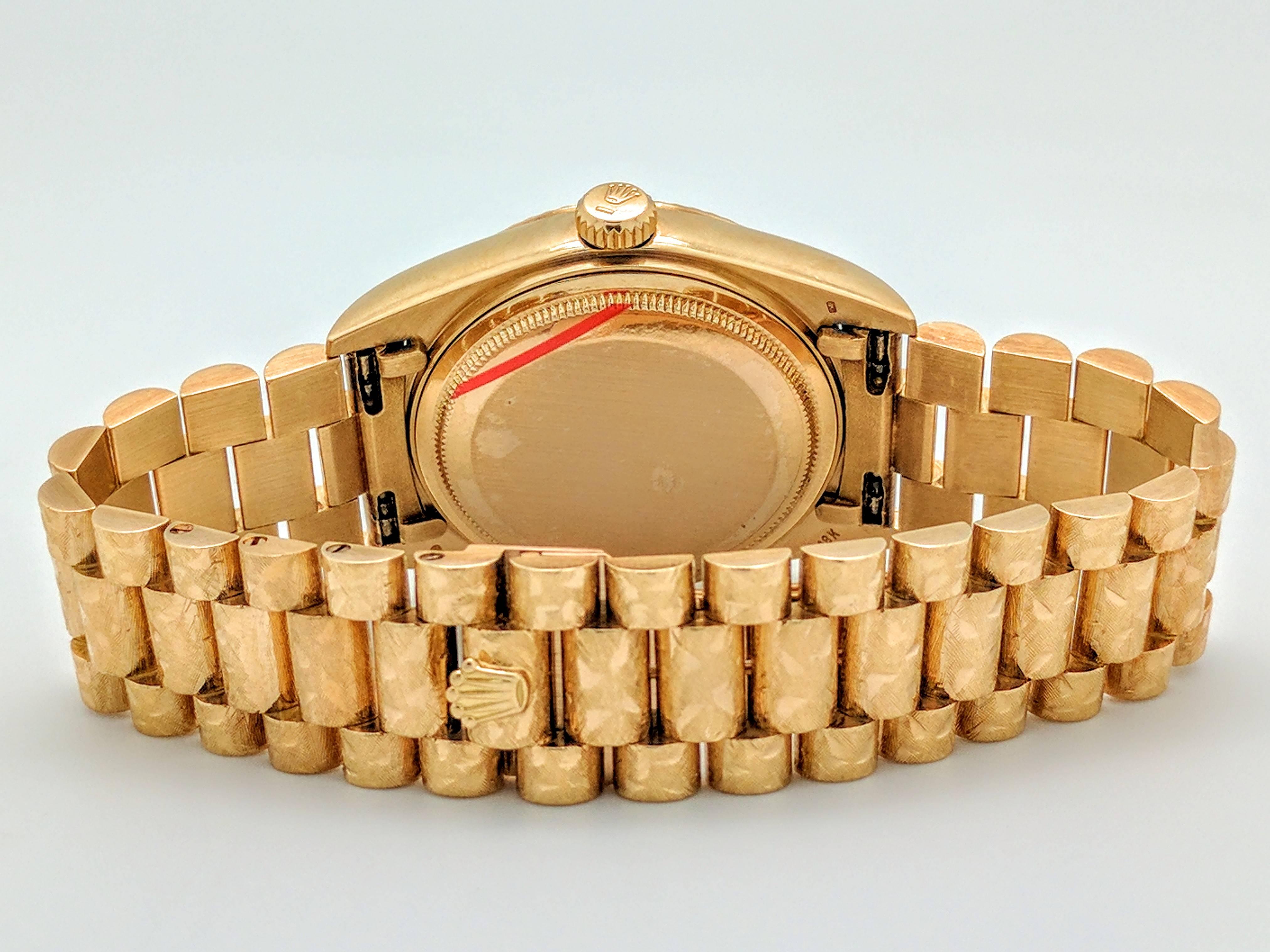 Rolex Yellow Gold Presidential Florentine automatic Wristwatch Ref 18038 2