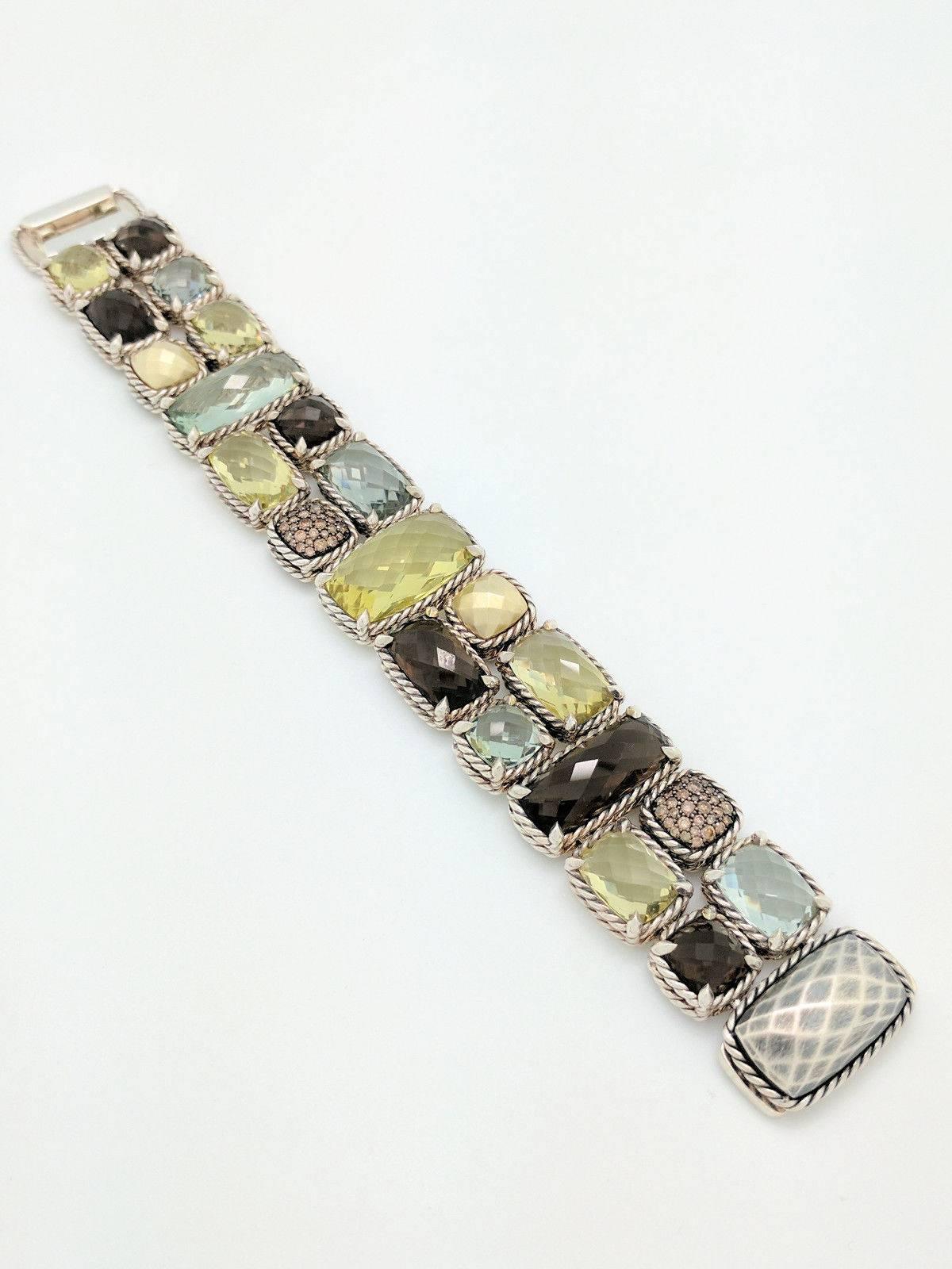 David Yurman Chatelaine Metallic Mosaic Sterling Silver Bracelet In Excellent Condition In Gainesville, FL