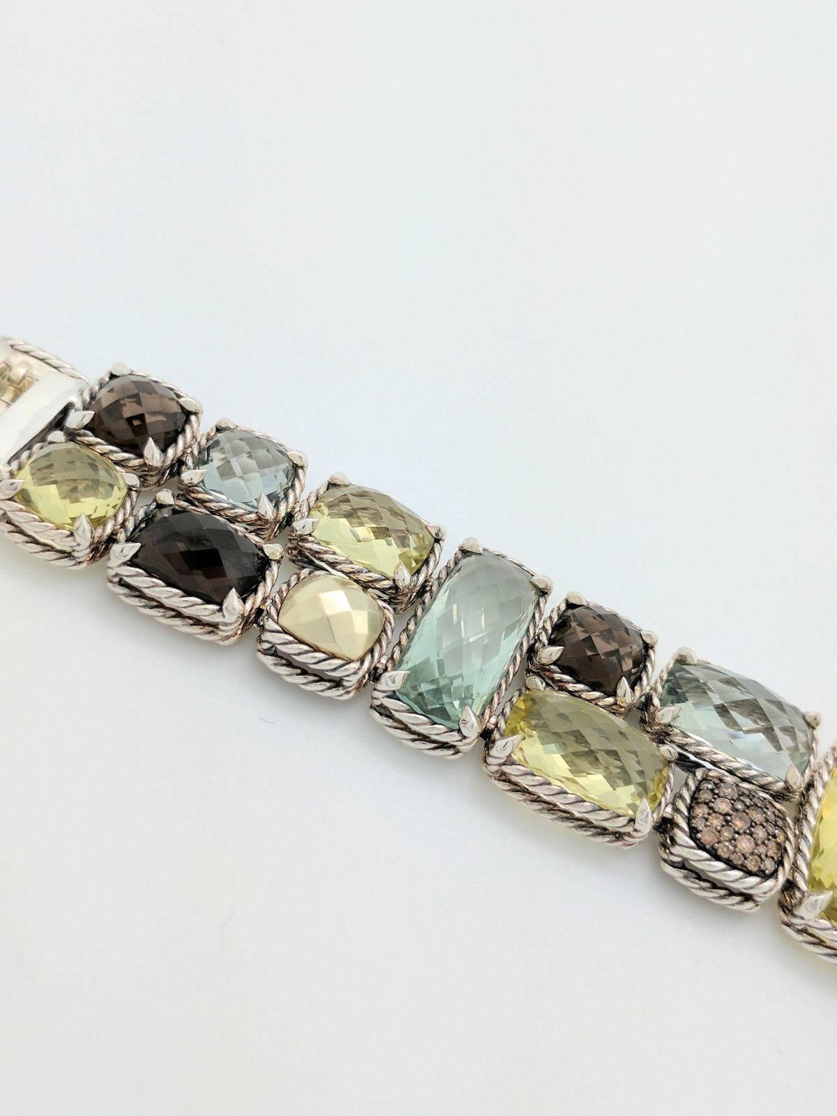 David Yurman Chatelaine Metallic Mosaic Sterling Silver Bracelet In Excellent Condition In Gainesville, FL