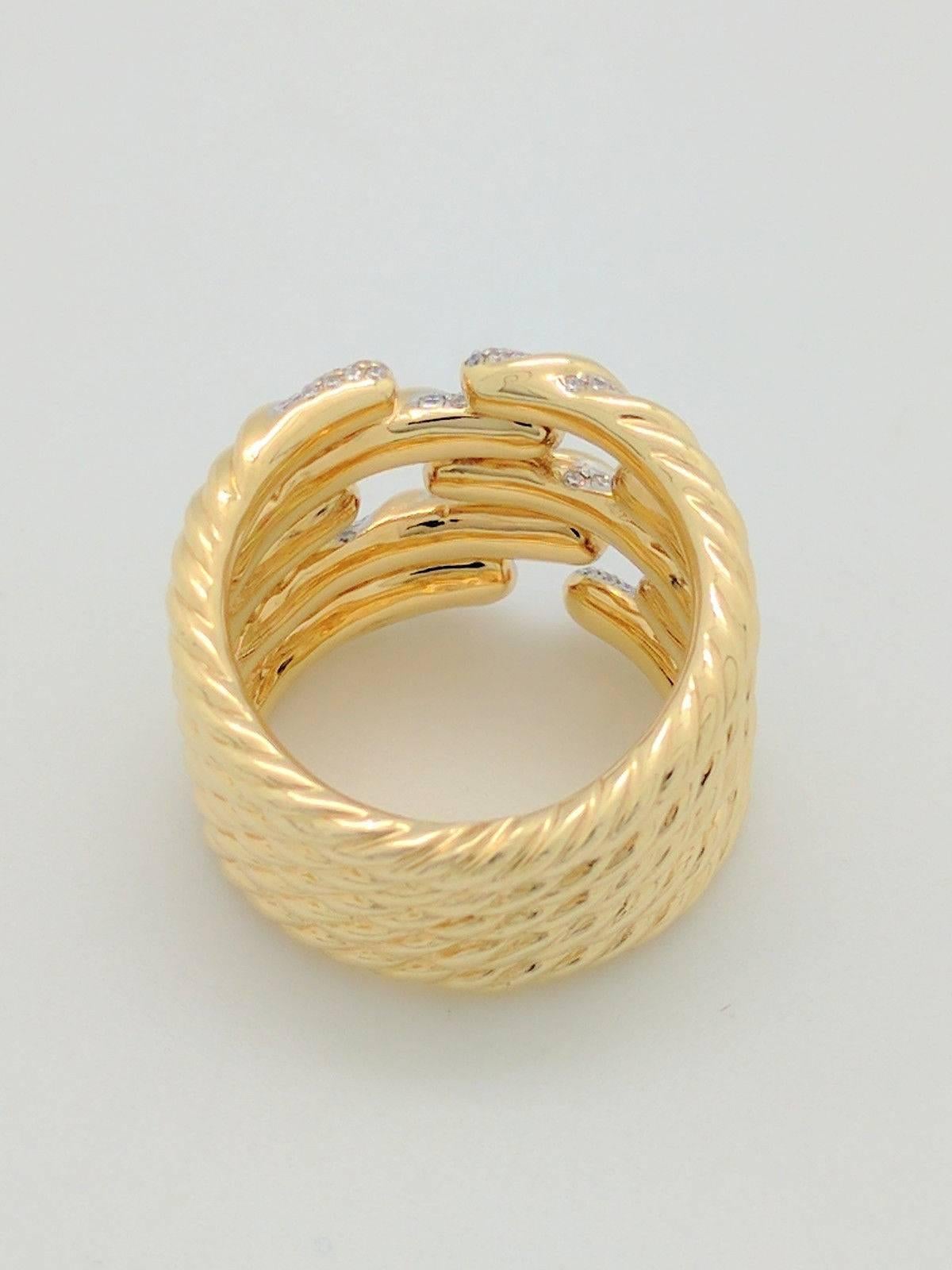 Modern David Yurman Diamond Yellow Gold Willow Ring