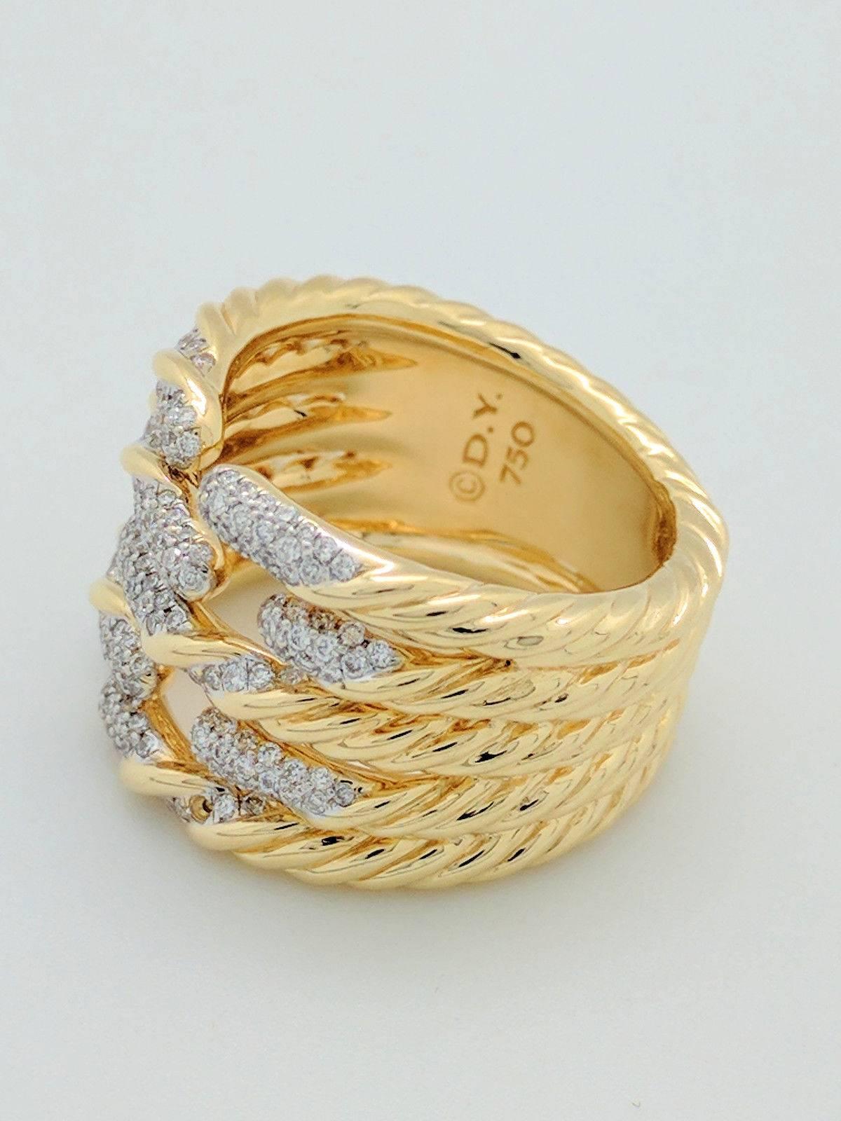 David Yurman Diamond Yellow Gold Willow Ring 1