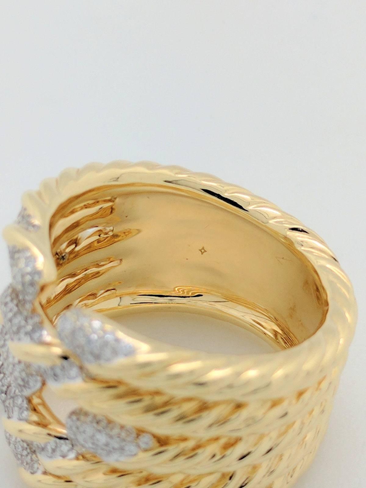 David Yurman Diamond Yellow Gold Willow Ring 2