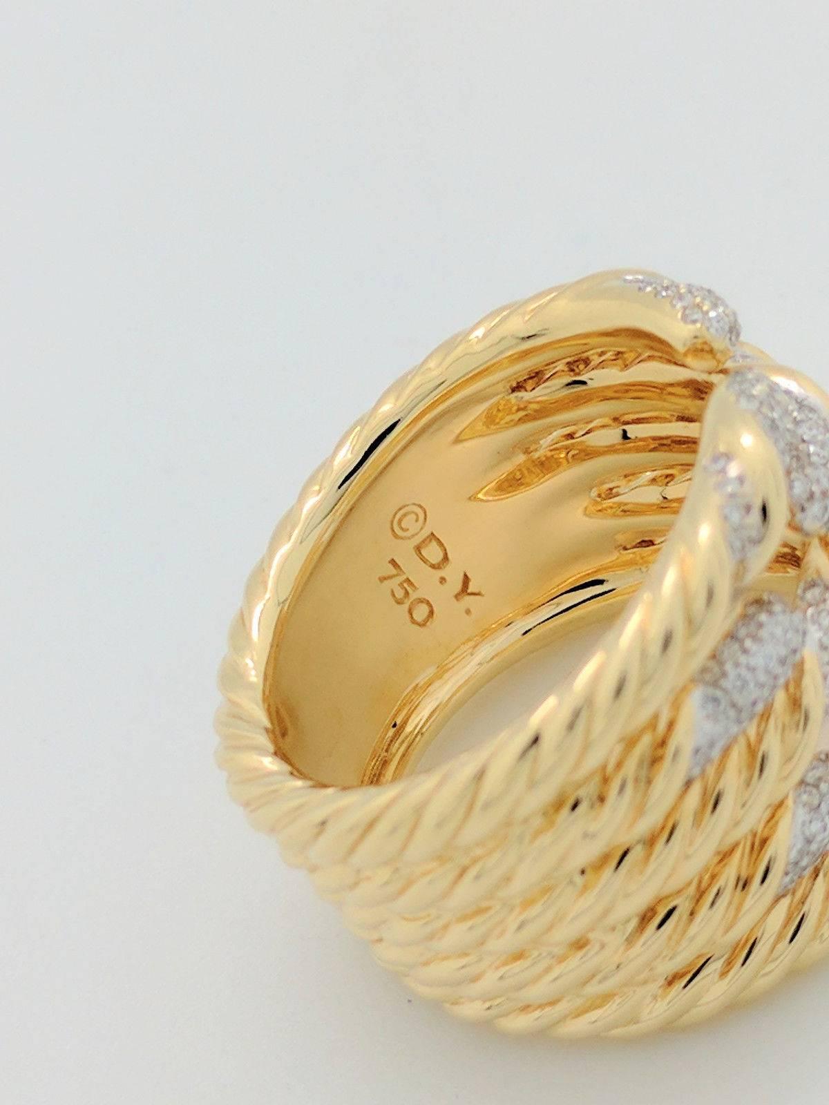 David Yurman Diamond Yellow Gold Willow Ring 3