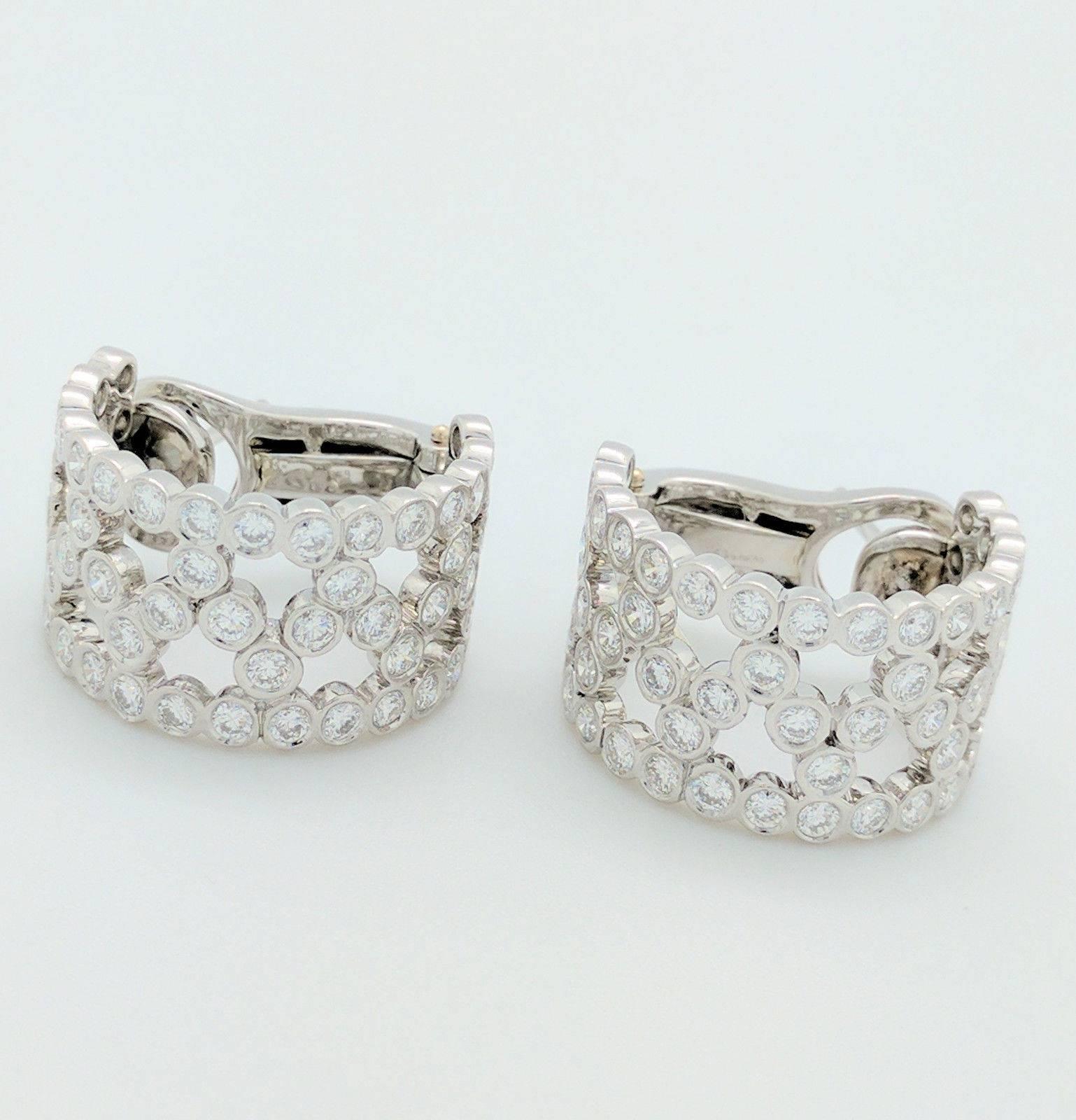 Tiffany & Co. Platinum Bubbles Diamond Hoop Earrings In Excellent Condition In Gainesville, FL