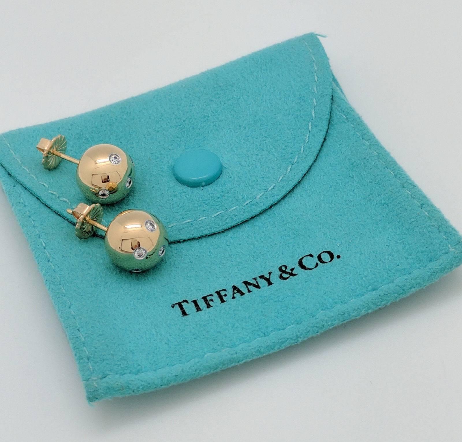Women's Tiffany & Co. Etoile Diamond 18 Karat Gold and Platinum Ball Earrings