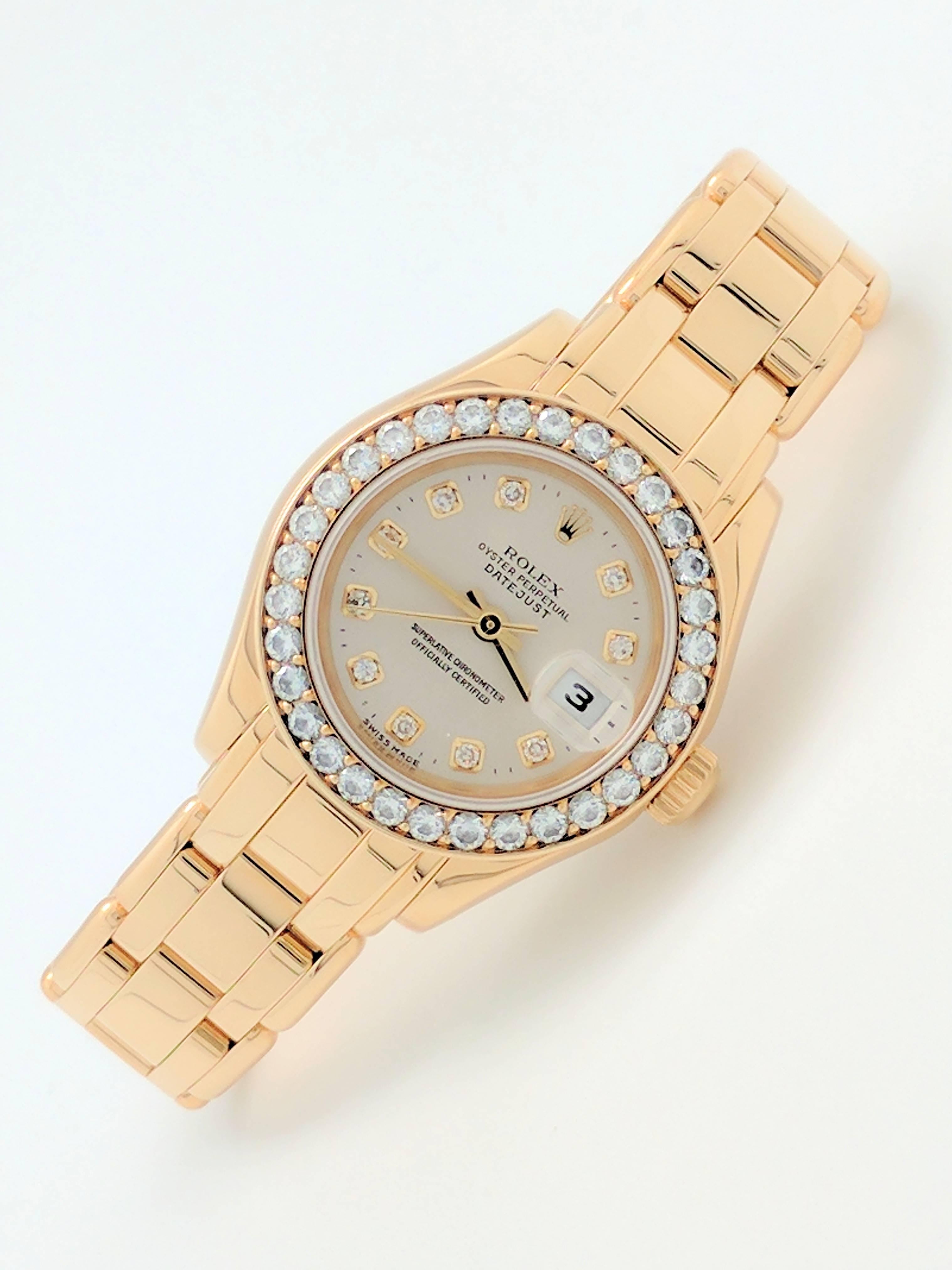 Modern Rolex Ladies Yellow Gold Diamond Masterpiece Pearlmaster Automatic Wristwatch