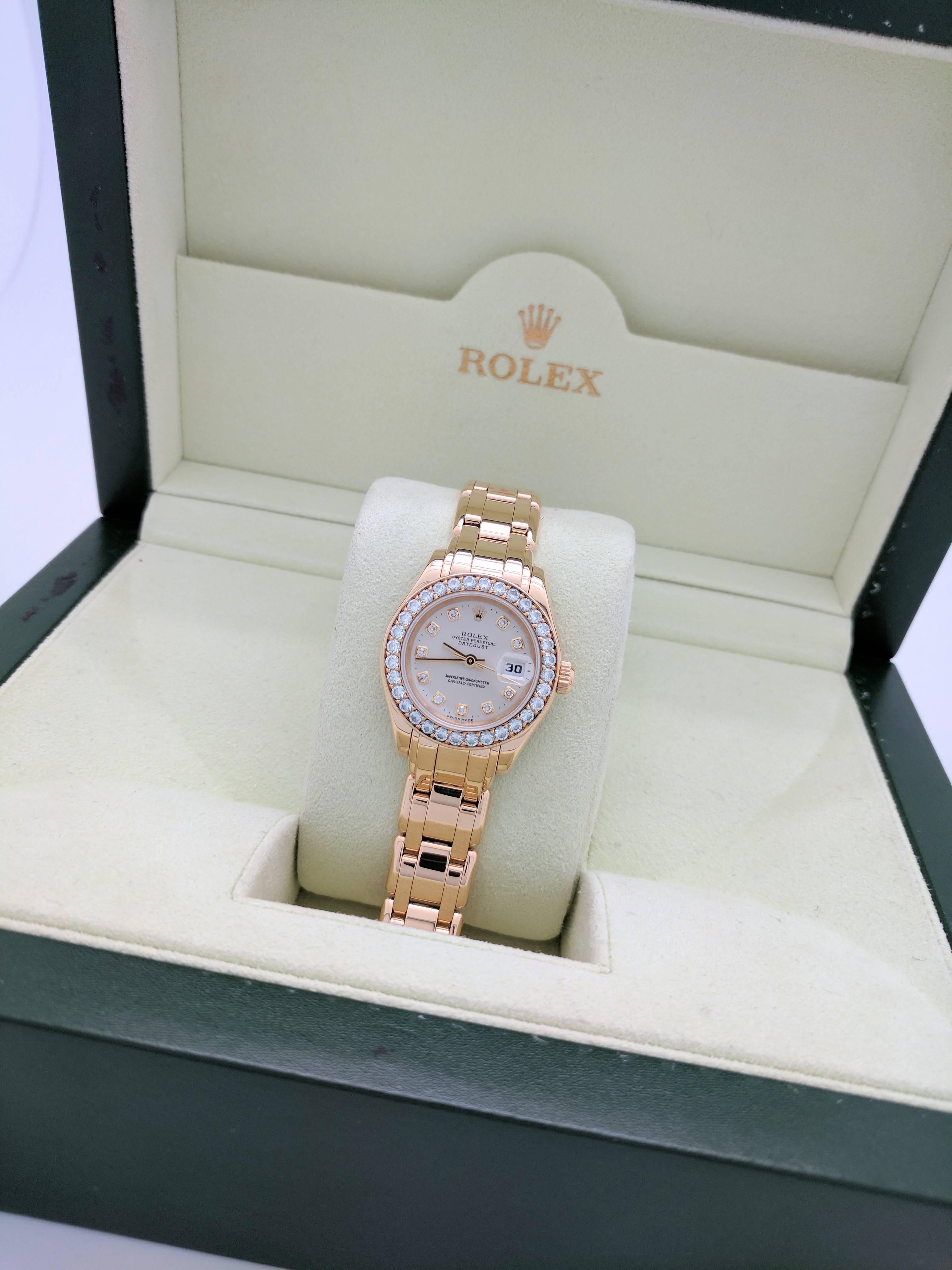 Rolex Ladies Yellow Gold Diamond Masterpiece Pearlmaster Automatic Wristwatch 5