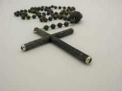 Black Diamond White Gold Rosary Necklace