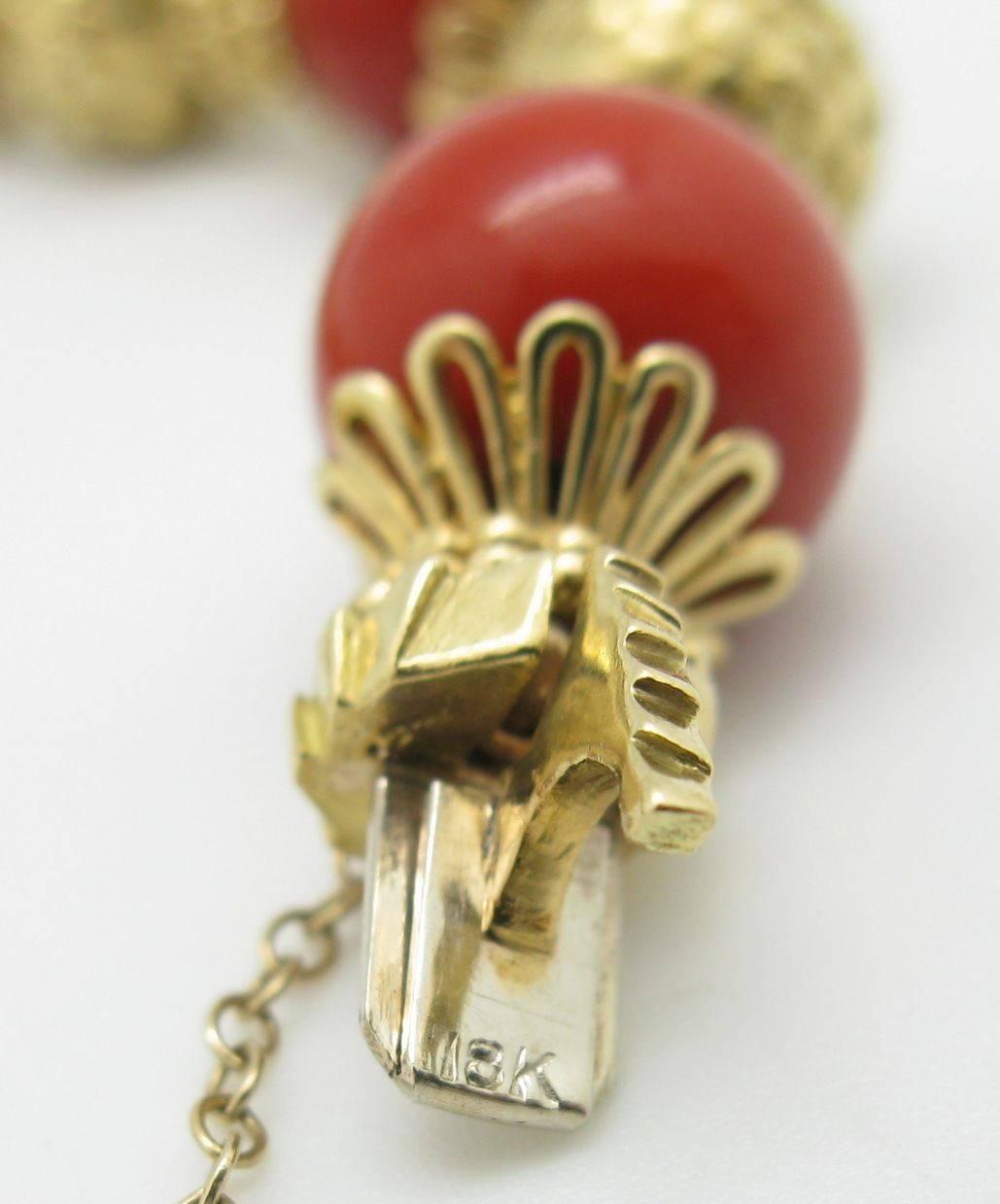 Women's Coral Gold Bead Yellow Gold Bracelet