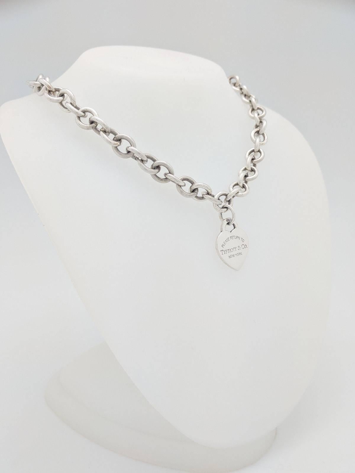 tiffany thick chain heart necklace