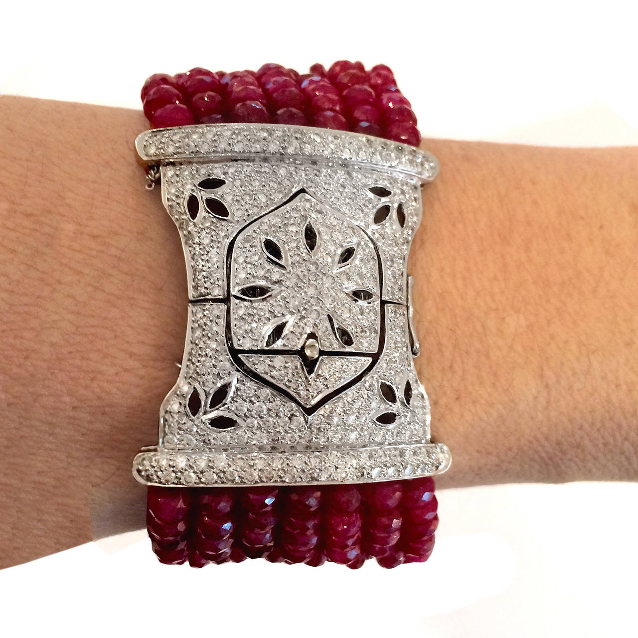Devine Diamond and Ruby Bead Bracelet For Sale at 1stdibs
