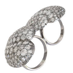 10 Carat Diamond Platinum Two Finger Double-Heart Shaped Ring 2