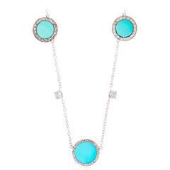 Art Deco Turquoise Diamond Platinum Necklace 2