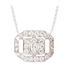 Art Deco Everyday Diamond Platinum Pendant 8
