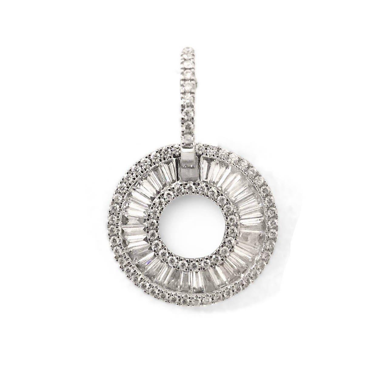 Stunning Baguette And Round Cut 4 74 Carat Diamond Earrings At 1stdibs These Contemporary 18k White Gold Earrings Include 4 74 Carats Of Baguette And Round Cut