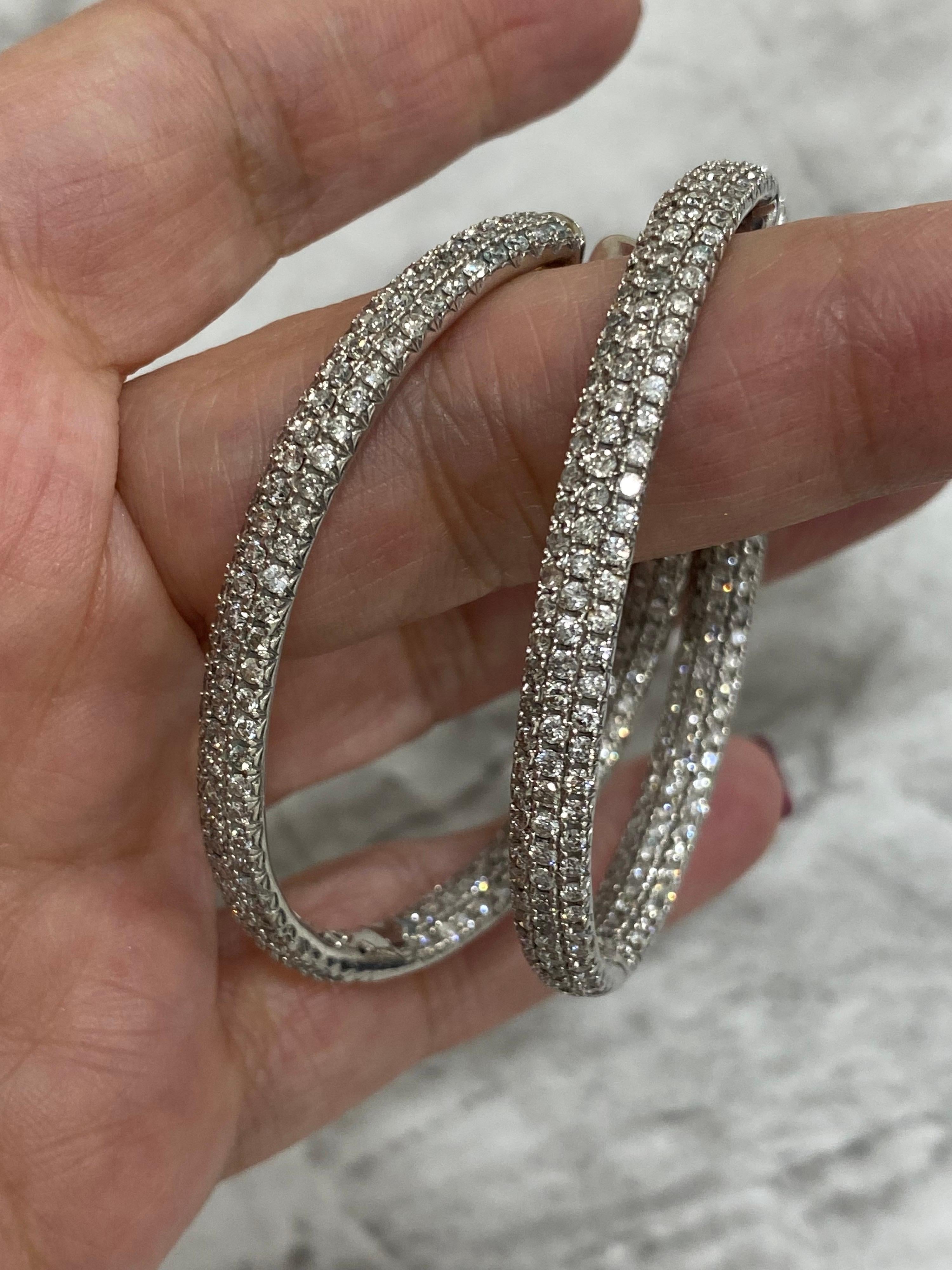 Contemporary 7 Carat Diamond  White Gold Inside- Out Hoop Earrings