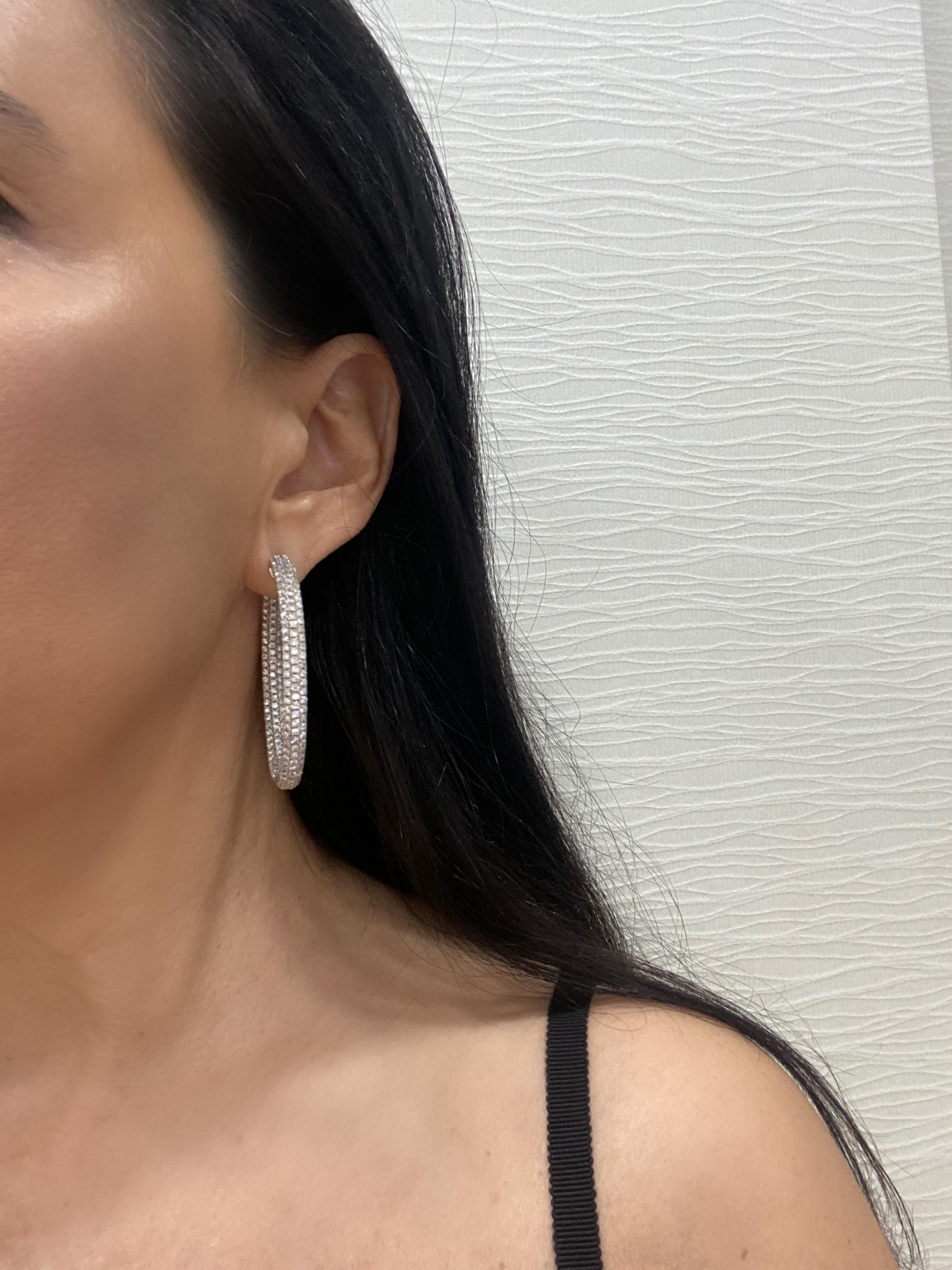 7 Carat Diamond  White Gold Inside- Out Hoop Earrings 2