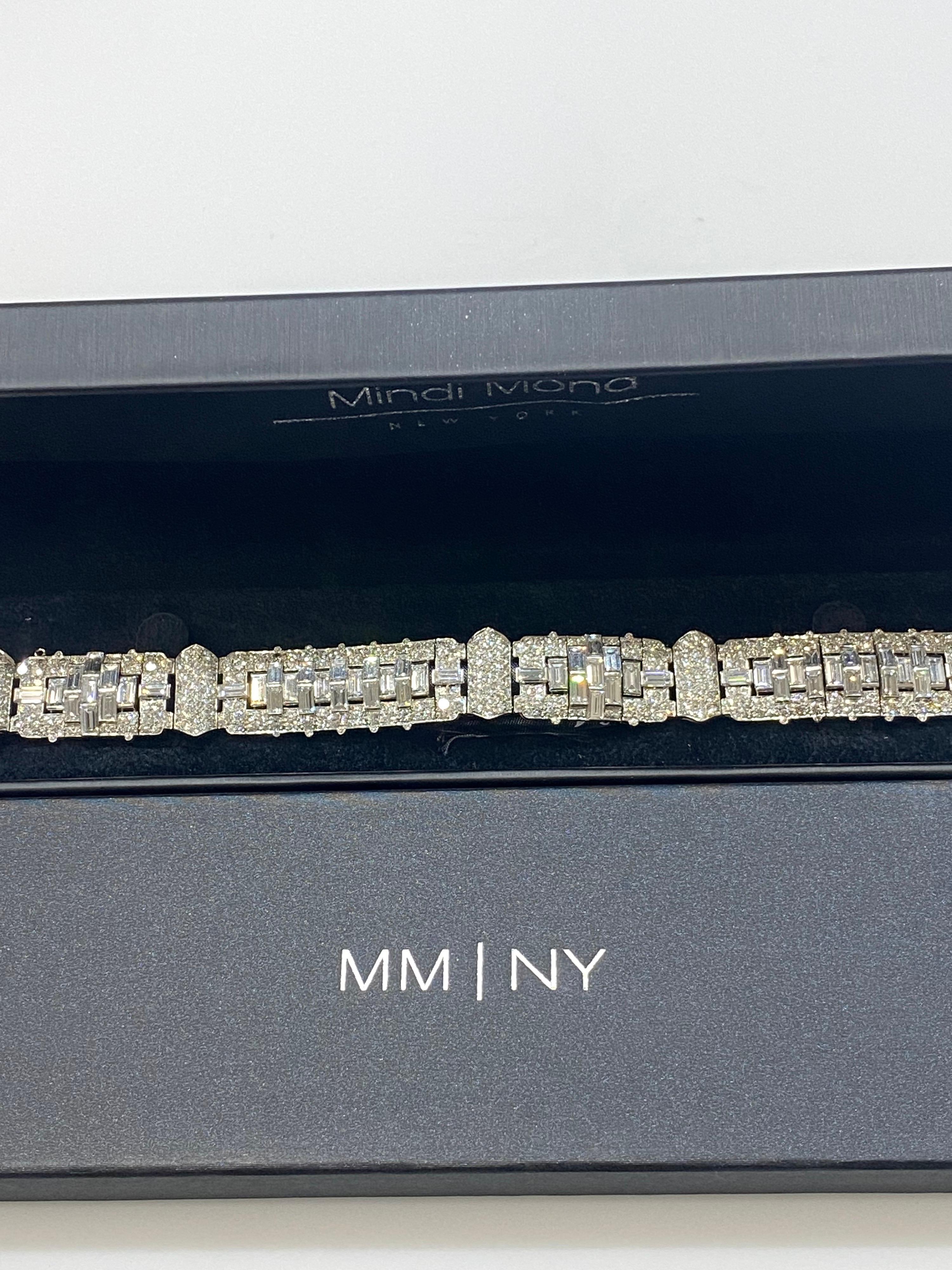 Art Deco GAL zertifizierte 24,5 Karat Baguette Runde Diamant Platin-Armband im Zustand „Hervorragend“ im Angebot in New York, NY