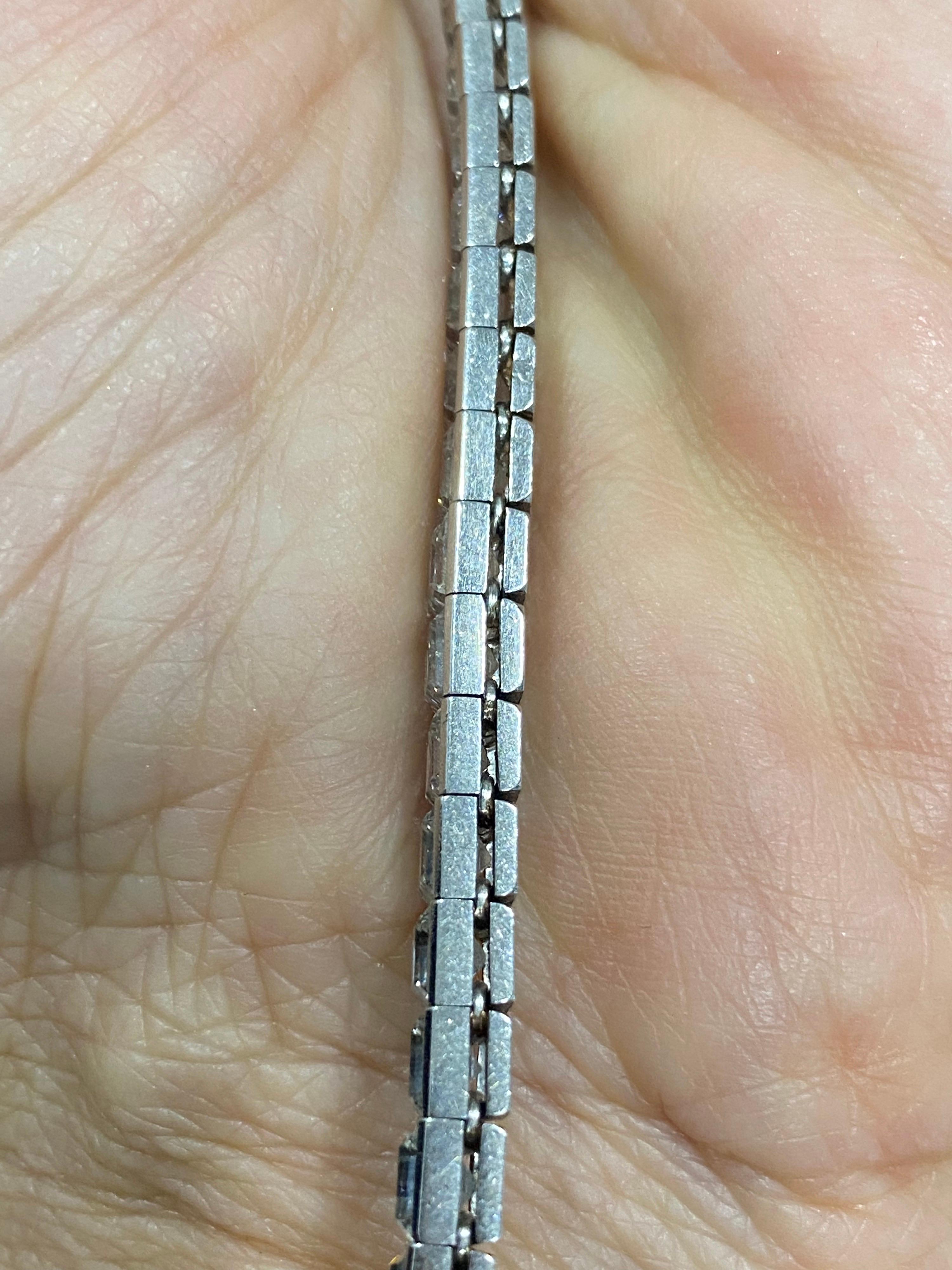 Original Art Deco 17 Carat Asscher Cut Diamond Platinum Line Bracelet 2